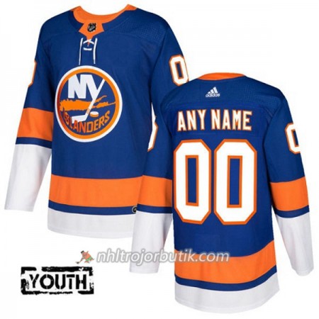 Barn Ishockey New York Islanders Tröja med eget tryck Adidas 2017-2018 Blå Authentic